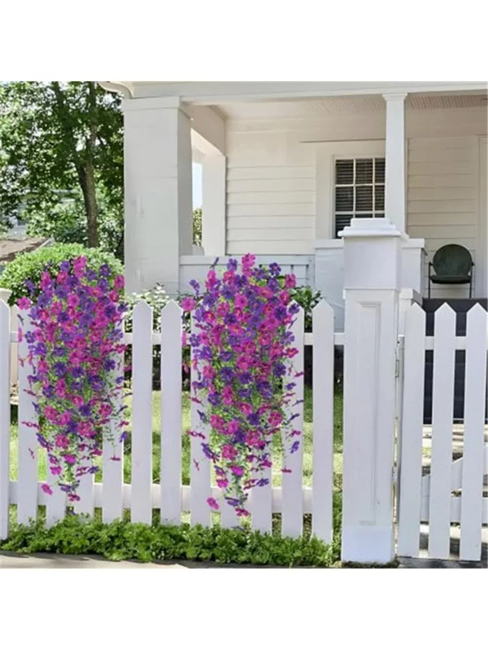 Artificial Hanging Orchid Flowers UV Resistant Faux Outdoor Indoor Decor 2 Pack